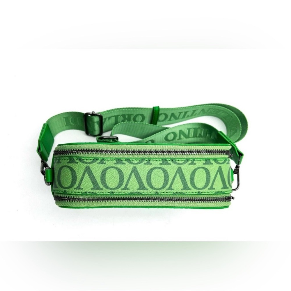 Valentino Orlandi Green Monogram Crossbody Bag with Logo Print NWT - Picture 5 of 5